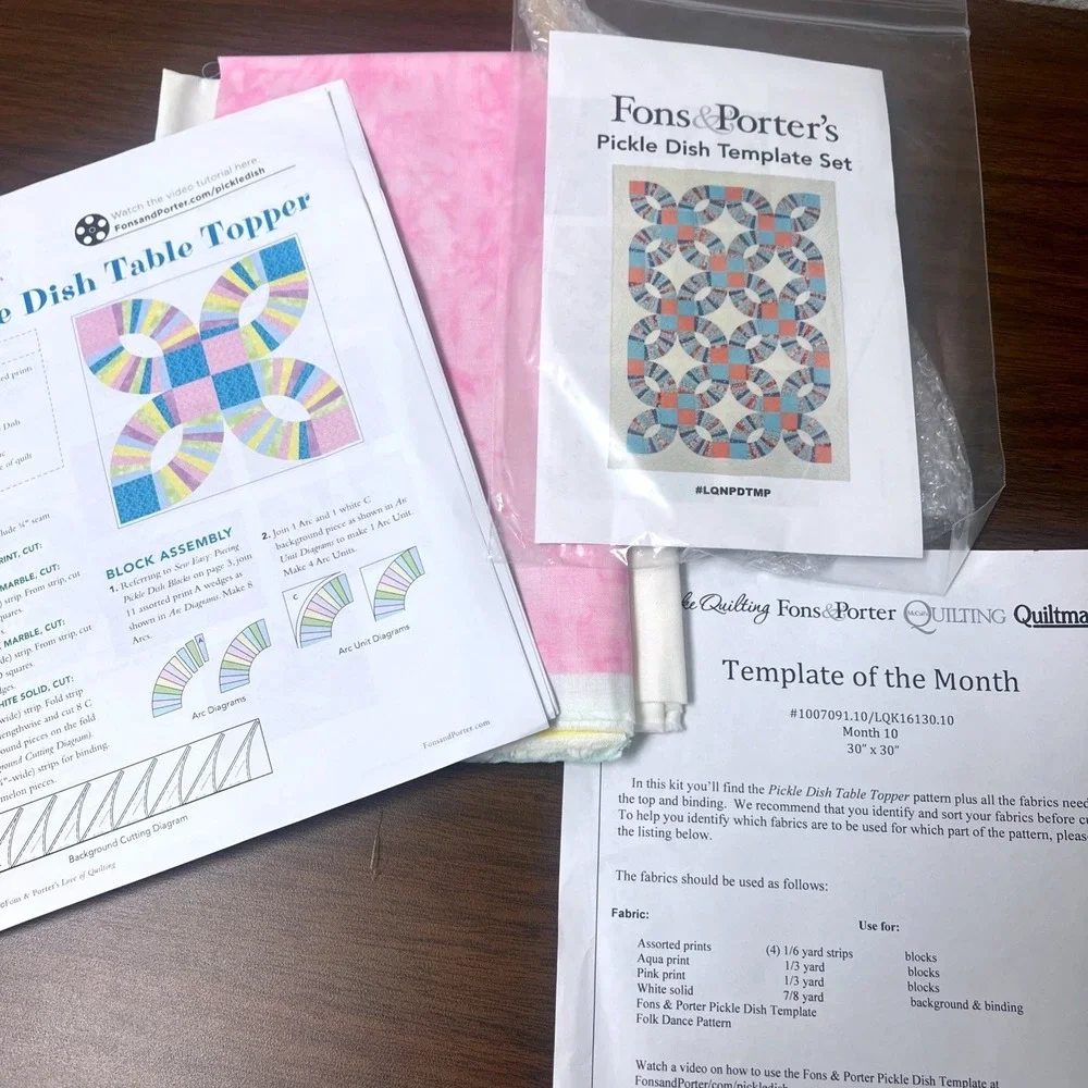 Template Of The Month by Keepsake Quilting Month 10 Pickle Dish Table Topper New